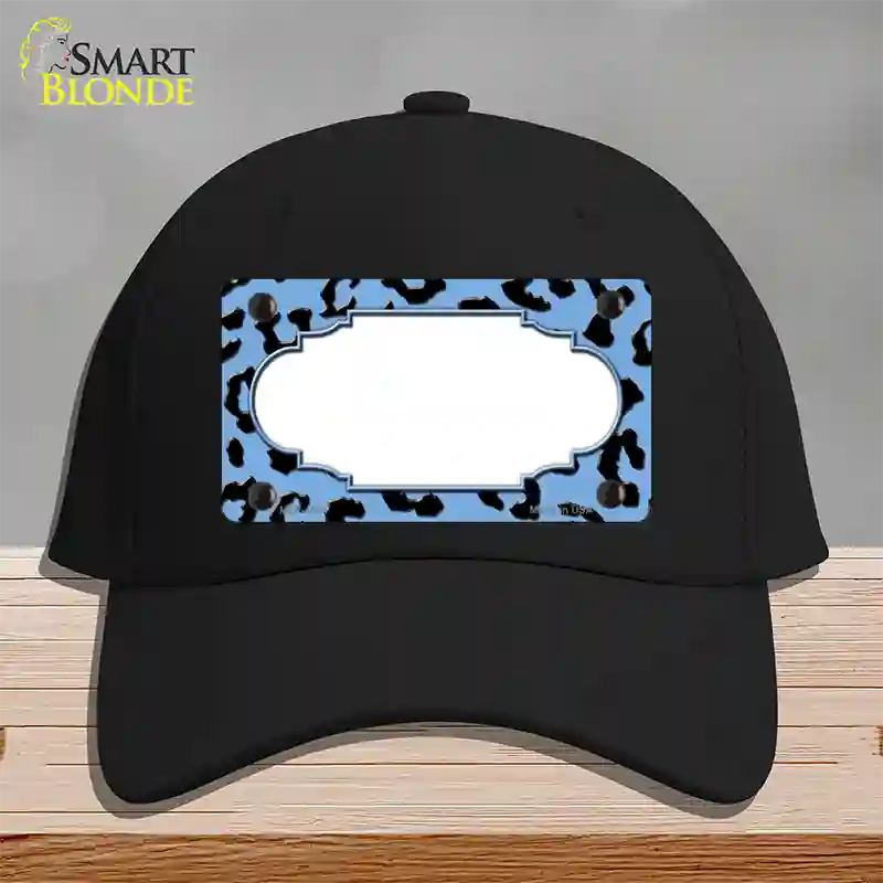 Light Blue Black Cheetah Scallop Novelty License Plate Hat Cotton / Black