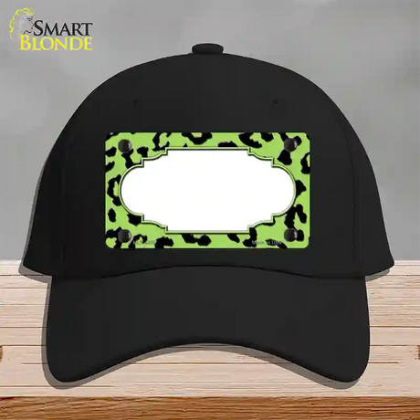 Lime Green Black Cheetah Scallop Novelty License Plate Hat Cotton / Black