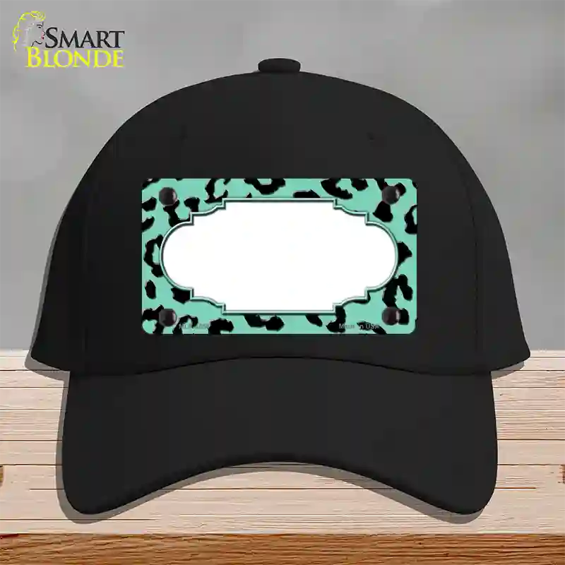 Mint Black Cheetah Scallop Novelty License Plate Hat Cotton / Black