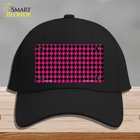 Pink Black Houndstooth Novelty License Plate Hat Cotton / Black