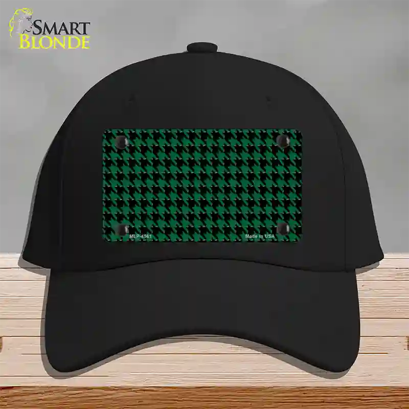 Green Black Houndstooth Novelty License Plate Hat Cotton / Black