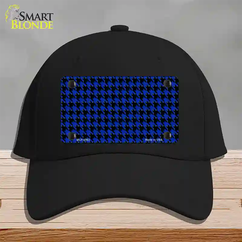 Blue Black Houndstooth Novelty License Plate Hat Cotton / Black