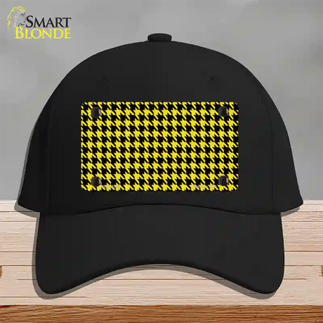 Yellow Black Houndstooth Novelty License Plate Hat Cotton / Black