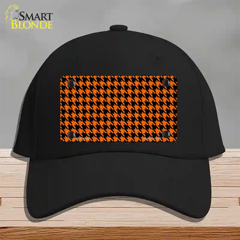 Orange Black Houndstooth Novelty License Plate Hat Cotton / Black