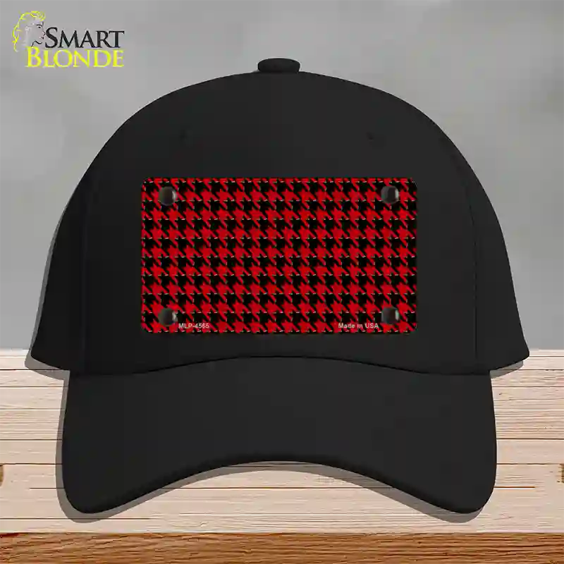 Red Black Houndstooth Novelty License Plate Hat Cotton / Black