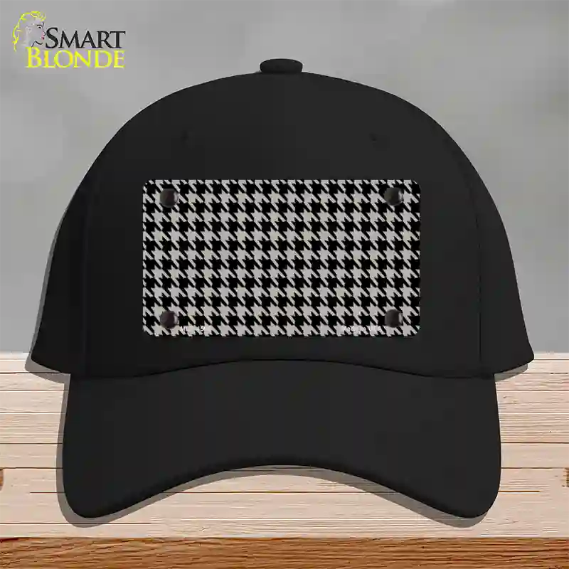 Grey Black Houndstooth Novelty License Plate Hat Cotton / Black