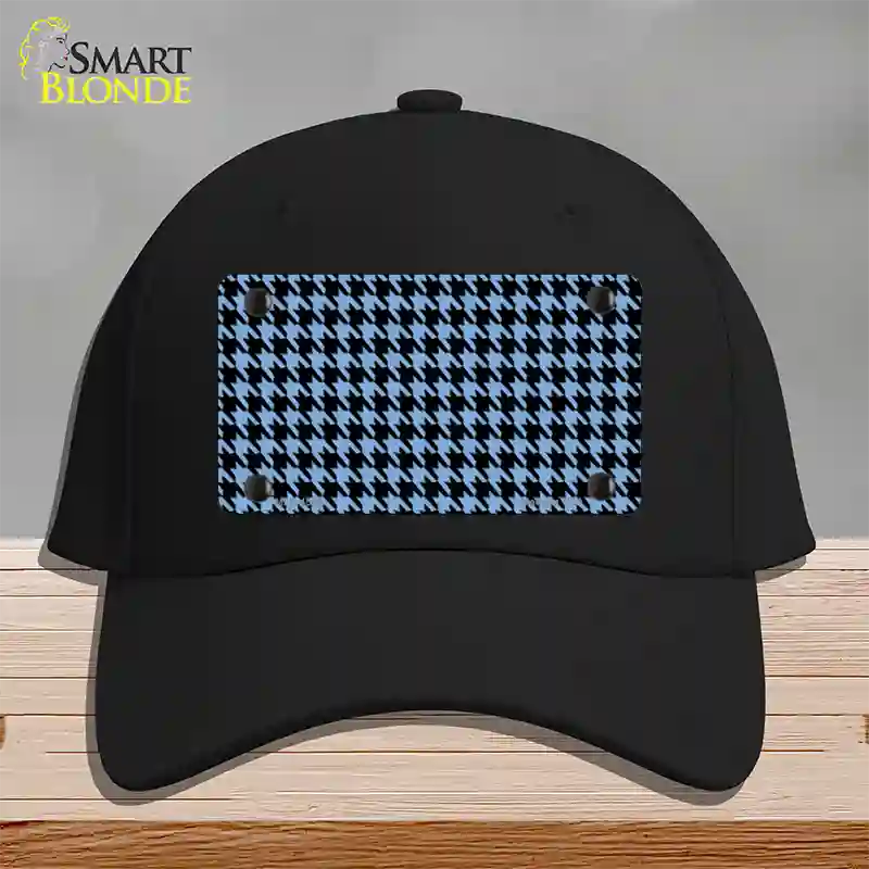 Light Blue Black Houndstooth Novelty License Plate Hat Cotton / Black