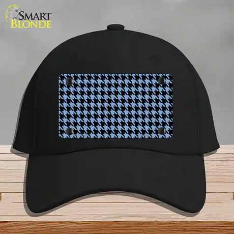 Light Blue Black Houndstooth Novelty License Plate Hat Cotton / Black