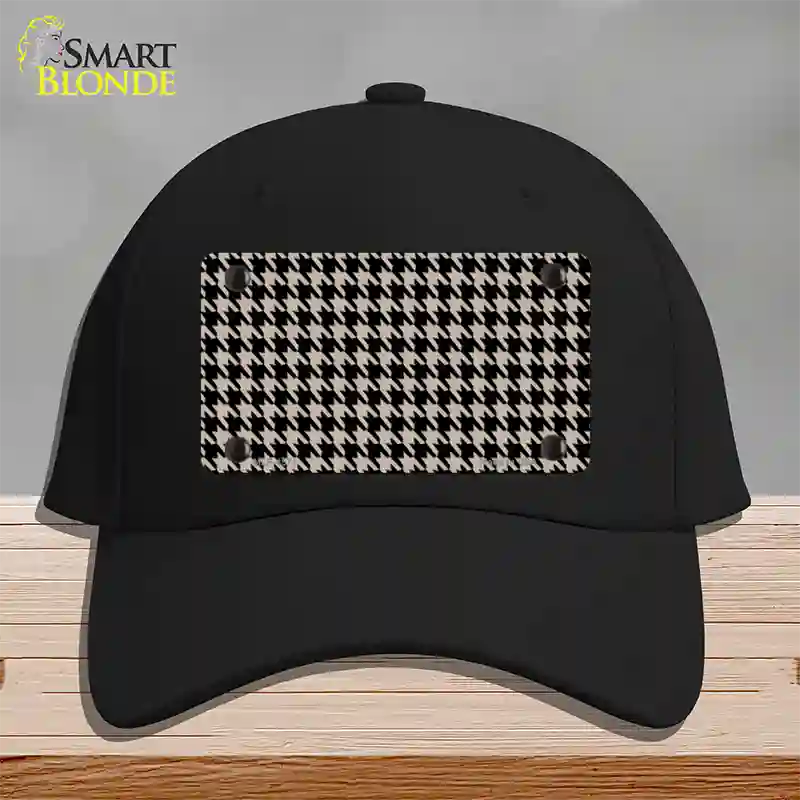 Tan Black Houndstooth Novelty License Plate Hat Cotton / Black