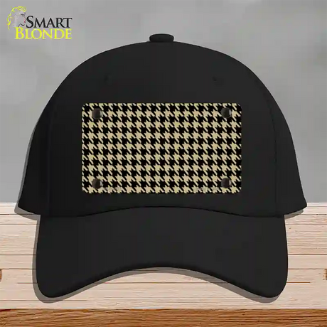 Gold Black Houndstooth Novelty License Plate Hat Cotton / Black