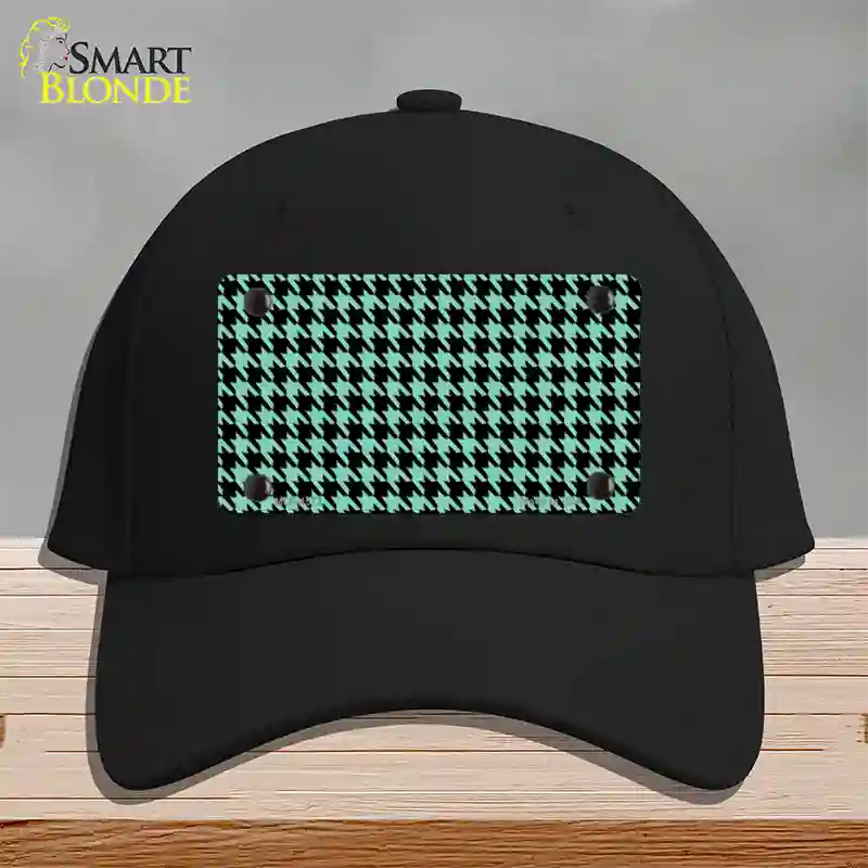 Mint Black Houndstooth Novelty License Plate Hat Cotton / Black