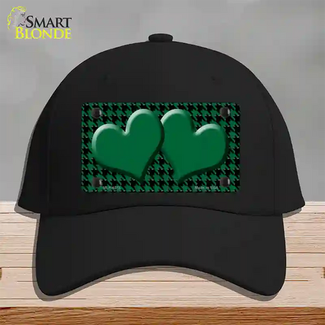 Green Black Houndstooth Green Center Hearts Novelty License Plate Hat Cotton / Black