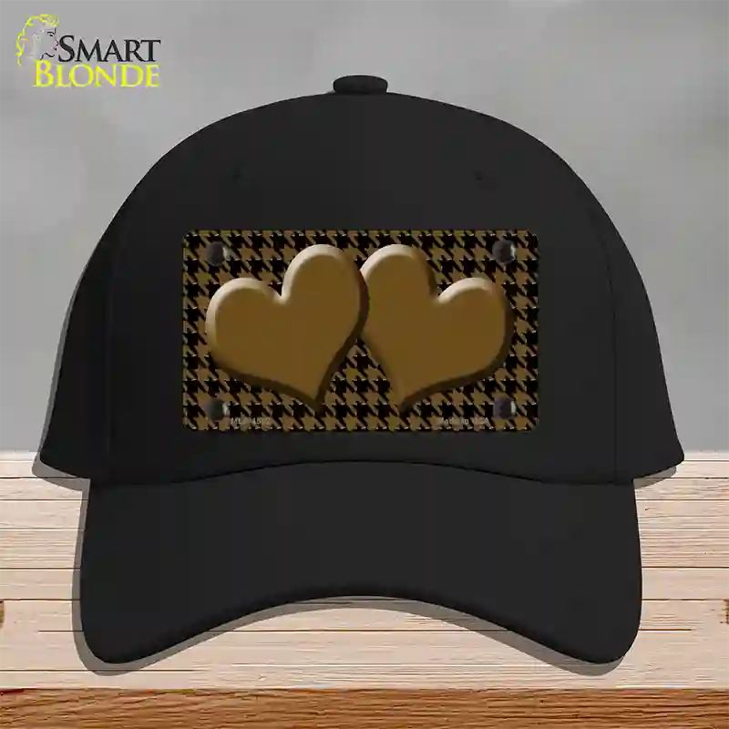 Brown Black Houndstooth Brown Center Hearts Novelty License Plate Hat Cotton / Black