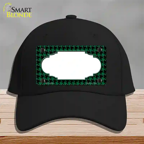 Green Black Houndstooth Scallop Center Novelty License Plate Hat Cotton / Black