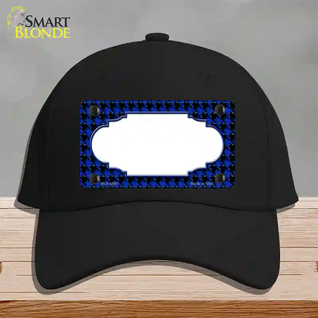 Blue Black Houndstooth Scallop Center Novelty License Plate Hat Cotton / Black