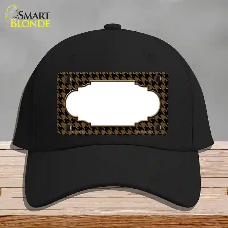 Brown Black Houndstooth Scallop Center Novelty License Plate Hat Cotton / Black