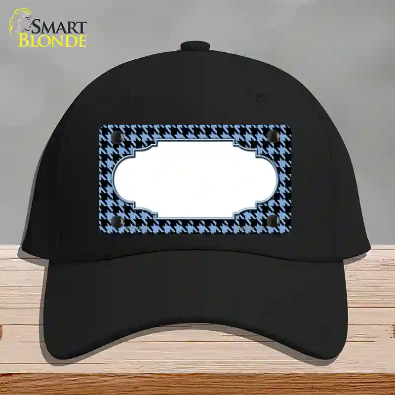 Light Blue Black Houndstooth Scallop Center Novelty License Plate Hat Cotton / Black