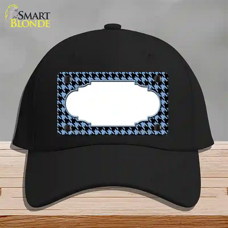 Light Blue Black Houndstooth Scallop Center Novelty License Plate Hat Cotton / Black