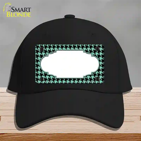 Mint Black Houndstooth Scallop Center Novelty License Plate Hat Cotton / Black