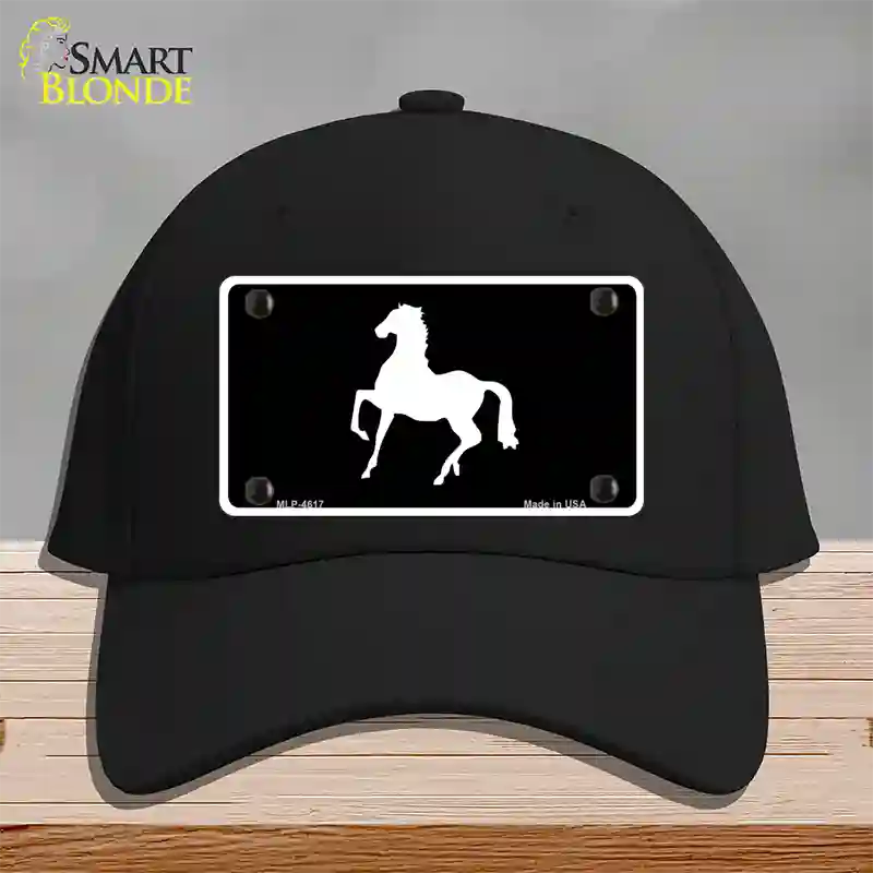 Horse Prancing Novelty License Plate Hat Cotton / Black