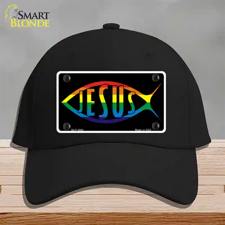 Jesus Fish Rainbow Novelty License Plate Hat Cotton / Black