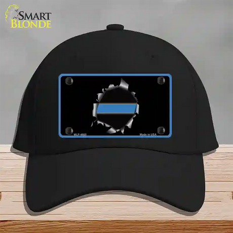 Thin Blue Line Bullet Hole Novelty License Plate Hat Cotton / Black