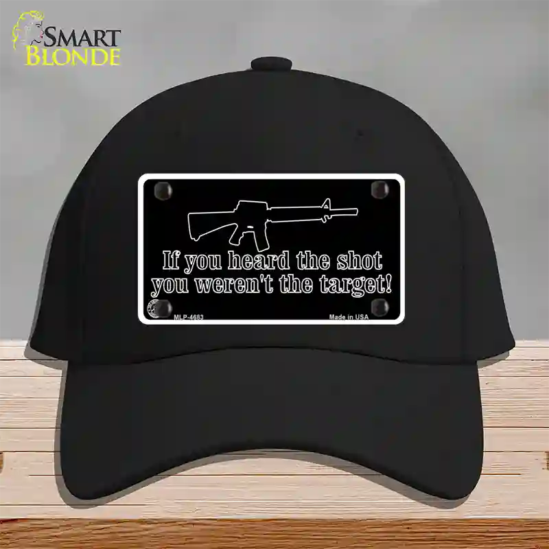 Heard The Shot Novelty License Plate Hat Cotton / Black