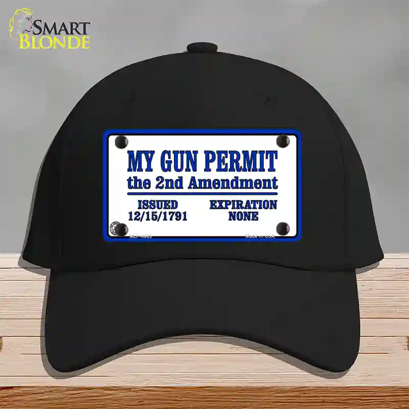 My Gun Permit Novelty License Plate Hat Cotton / Black