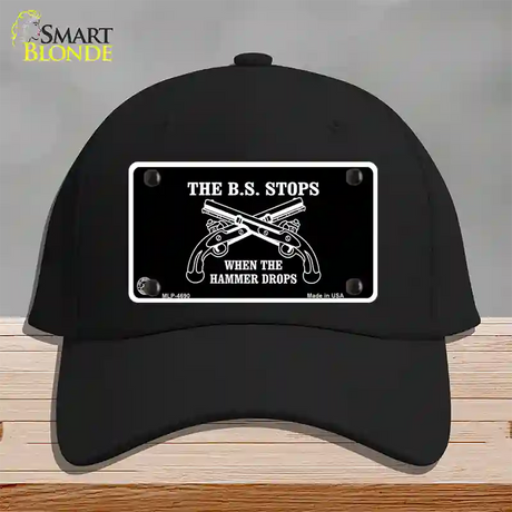 The BS Stops Novelty License Plate Hat Cotton / Black