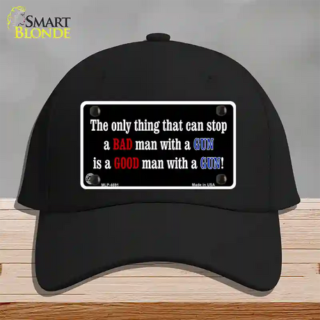 Stop A Bad Man Novelty License Plate Hat Cotton / Black