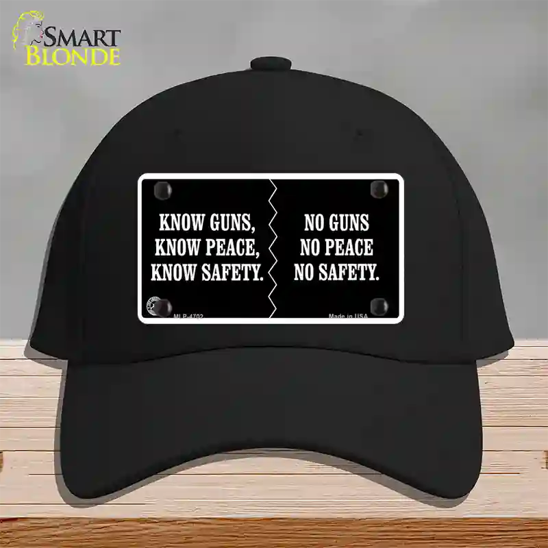 Know Guns, Know Peace, Know Safety Novelty License Plate Hat Cotton / Black