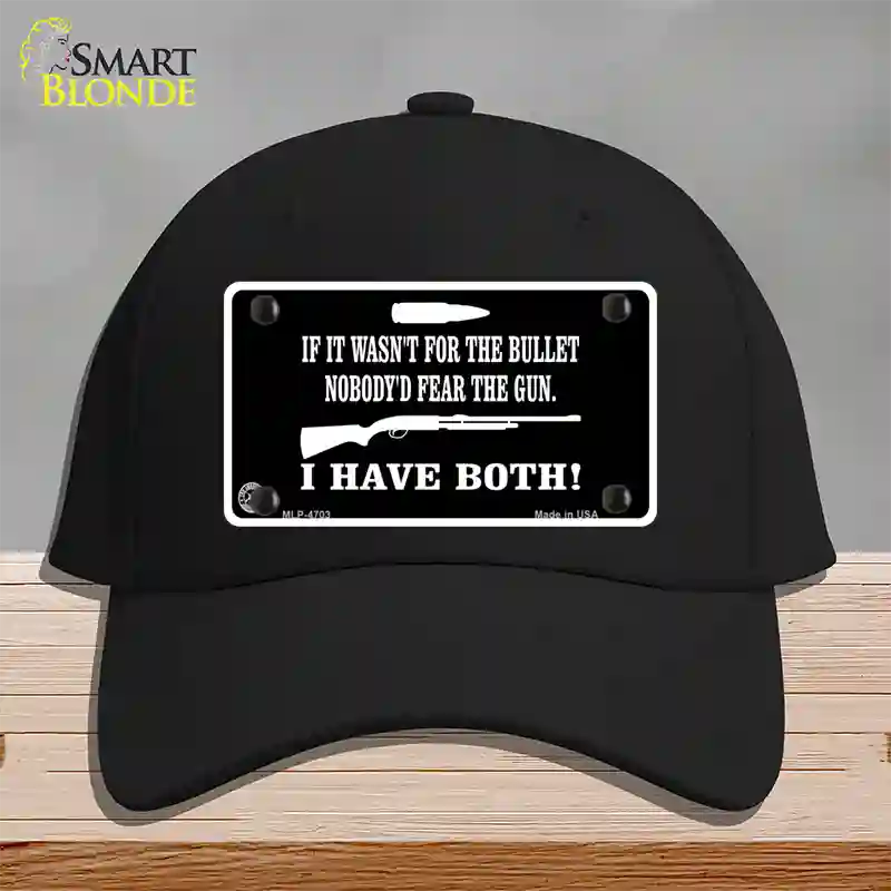 No Bullet No Gun Fear Novelty License Plate Hat Cotton / Black