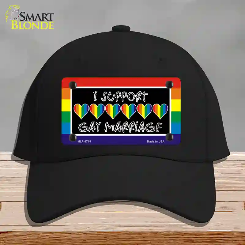 Support Gay Marriage Novelty License Plate Hat Cotton / Black