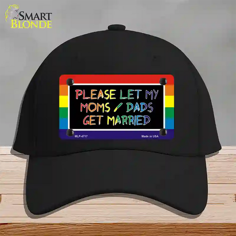 Please Let My Moms And Dads Novelty License Plate Hat Cotton / Black