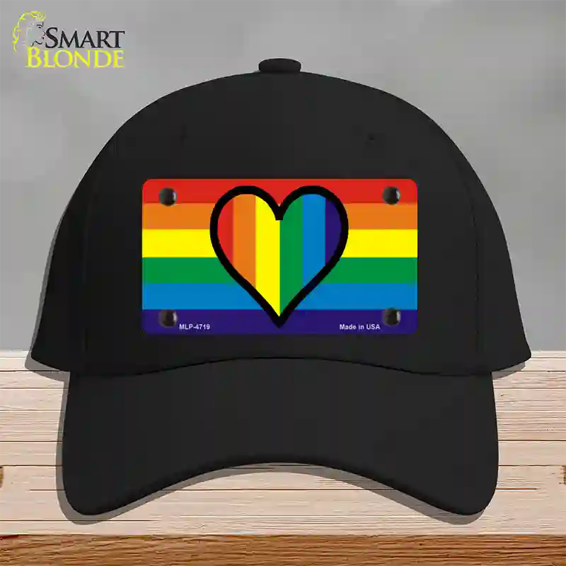 Rainbow Heart Novelty License Plate Hat Cotton / Black