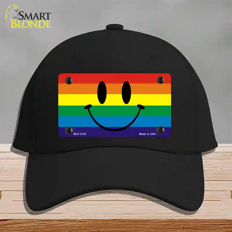 Smiley Face Novelty License Plate Hat Cotton / Black