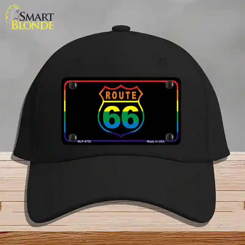 Route 66 Rainbow Flag Novelty License Plate Hat Cotton / Black