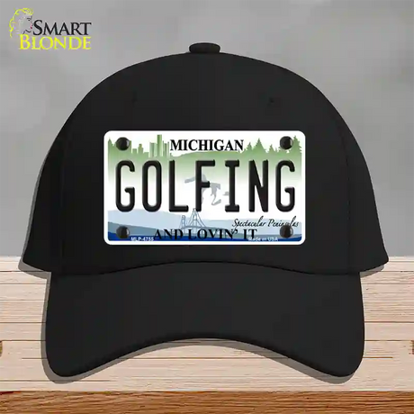 Golfing Michigan State Novelty License Plate Hat Cotton / Black