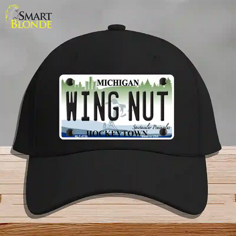 Wing Nut Michigan State Novelty License Plate Hat Cotton / Black