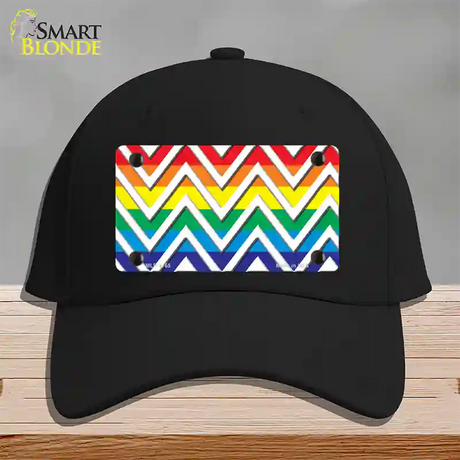 Rainbow White Chevron Novelty License Plate Hat Cotton / Black