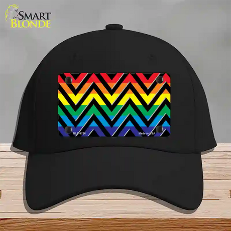 Rainbow Black Chevron Novelty License Plate Hat Cotton / Black