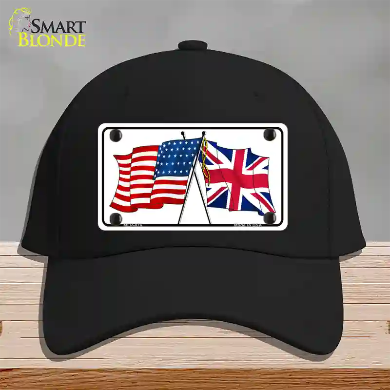 United States Britain Crossed Flags Novelty License Plate Hat Cotton / Black