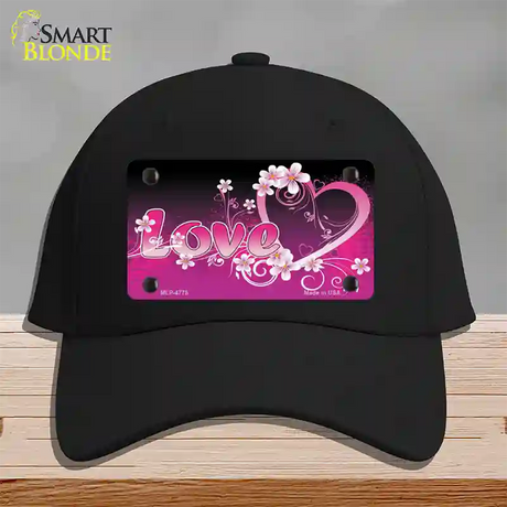 Love Heart And Flowers Novelty License Plate Hat Cotton / Black