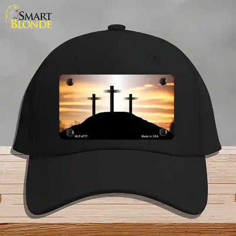 Three Crosses Sunset Novelty License Plate Hat Cotton / Black