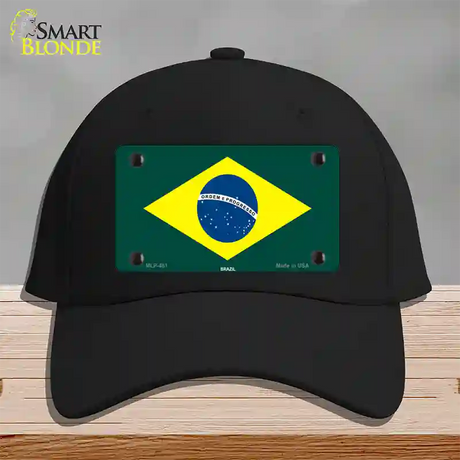 Brazil Flag Novelty License Plate Hat Cotton / Black