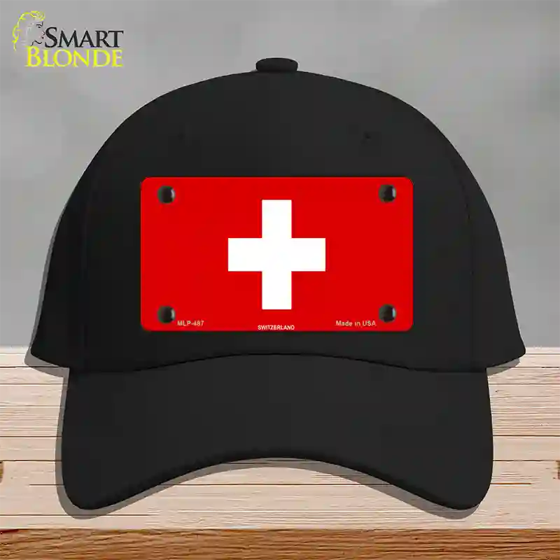 Switzerland Flag Novelty License Plate Hat Cotton / Black