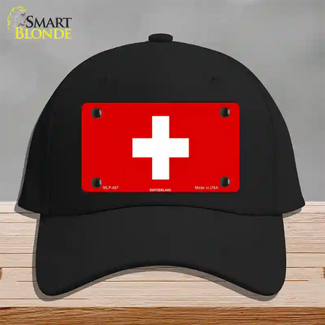 Switzerland Flag Novelty License Plate Hat Cotton / Black