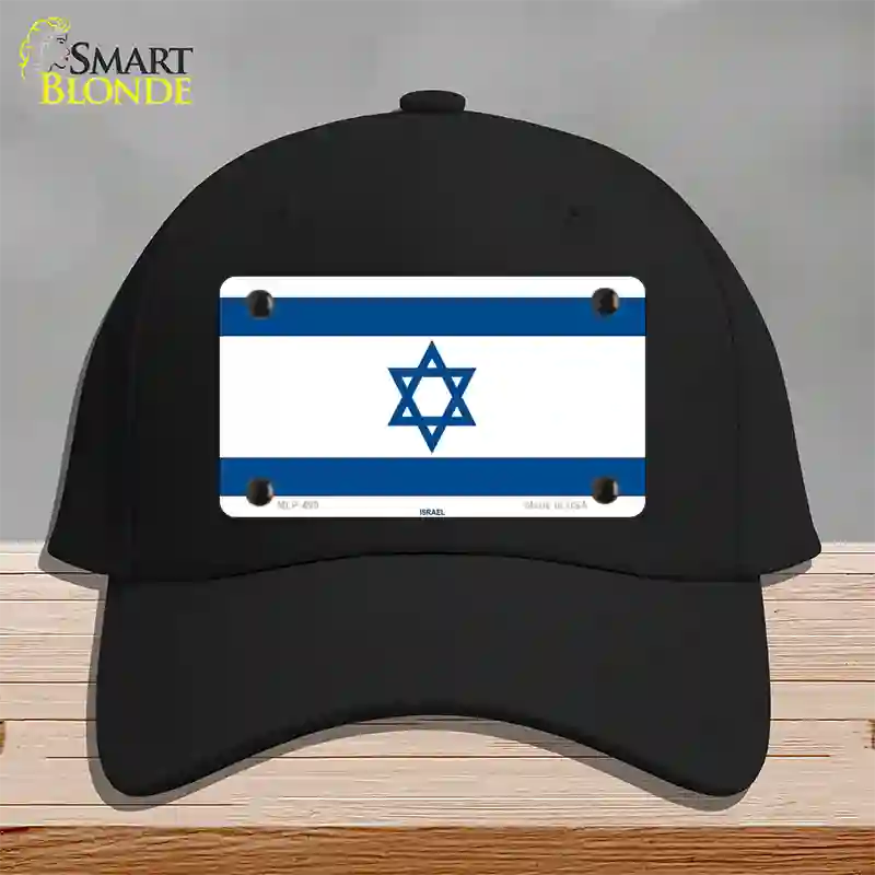 Israel Flag Novelty License Plate Hat Cotton / Black