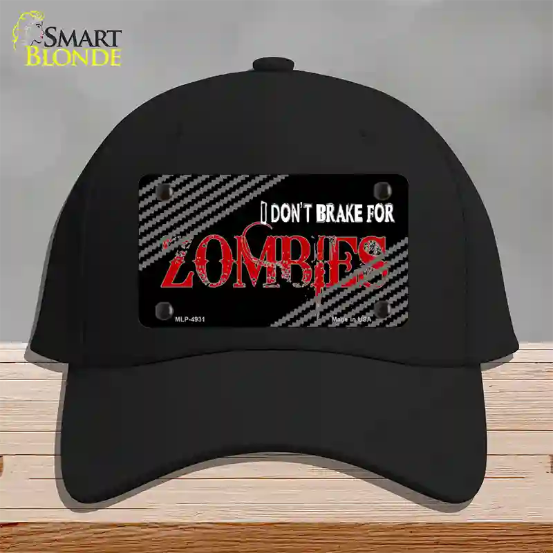 Dont Brake For Zombies Novelty License Plate Hat Cotton / Black