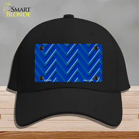 Blue Light Blue Large Chevron Novelty License Plate Hat Cotton / Black